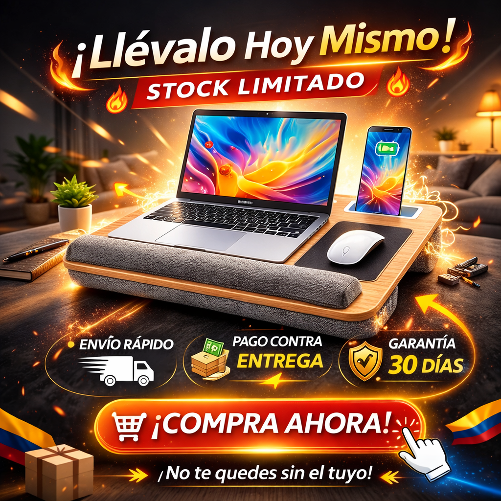 Trabaja cómodo desde donde quieras con la mesa portátil para laptop con almohadas
