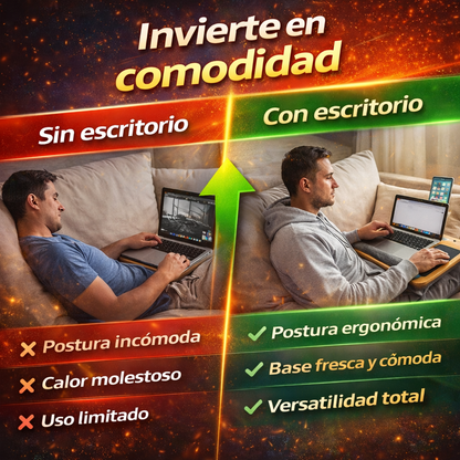 Trabaja cómodo desde donde quieras con la mesa portátil para laptop con almohadas