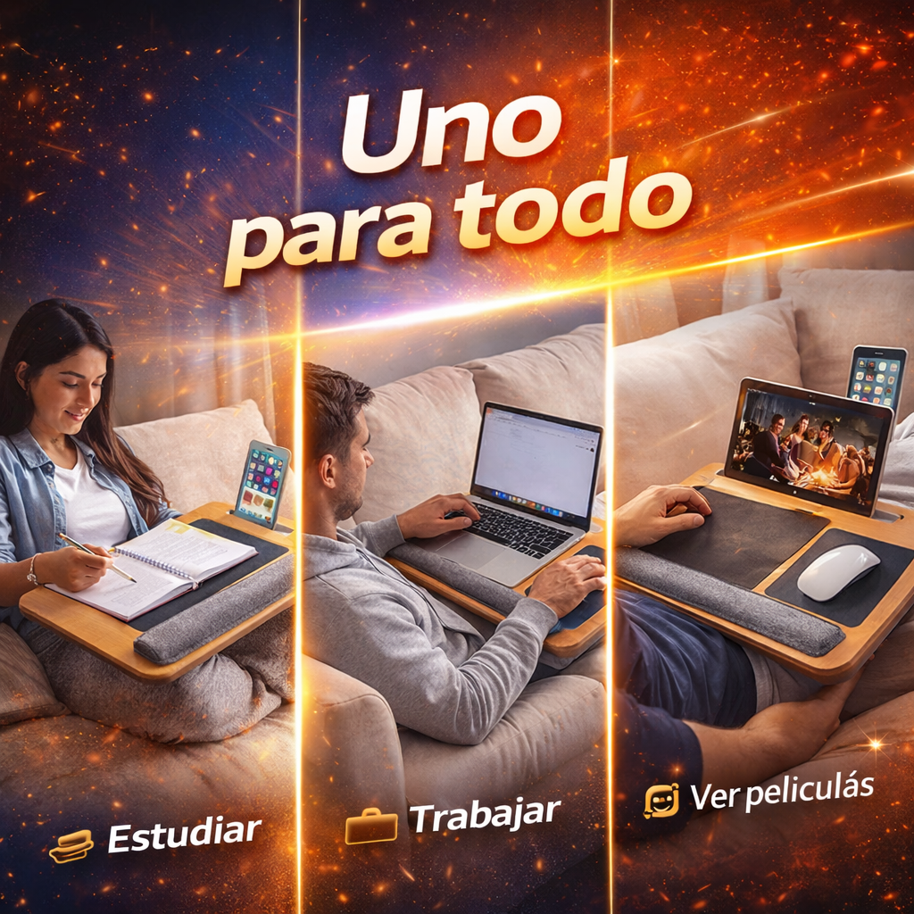 Trabaja cómodo desde donde quieras con la mesa portátil para laptop con almohadas