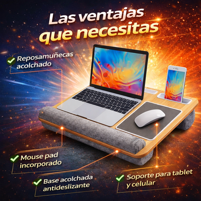 Trabaja cómodo desde donde quieras con la mesa portátil para laptop con almohadas