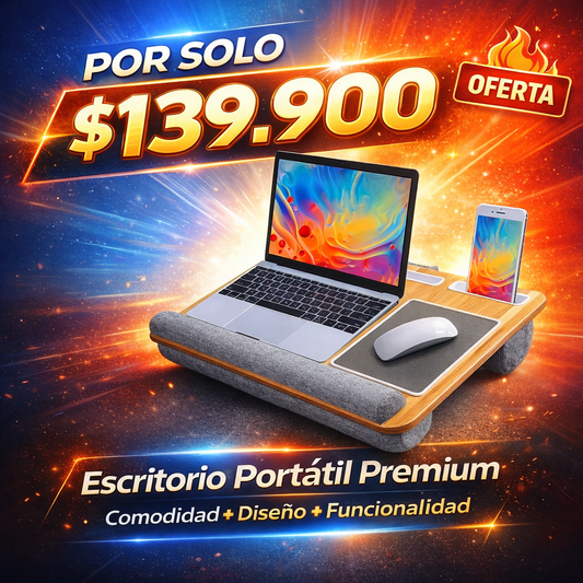 Trabaja cómodo desde donde quieras con la mesa portátil para laptop con almohadas