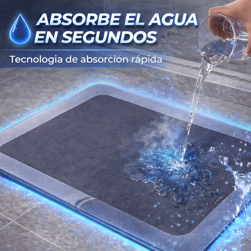 Tapete de Baño Superabsorbente Antideslizante Secado Rápido