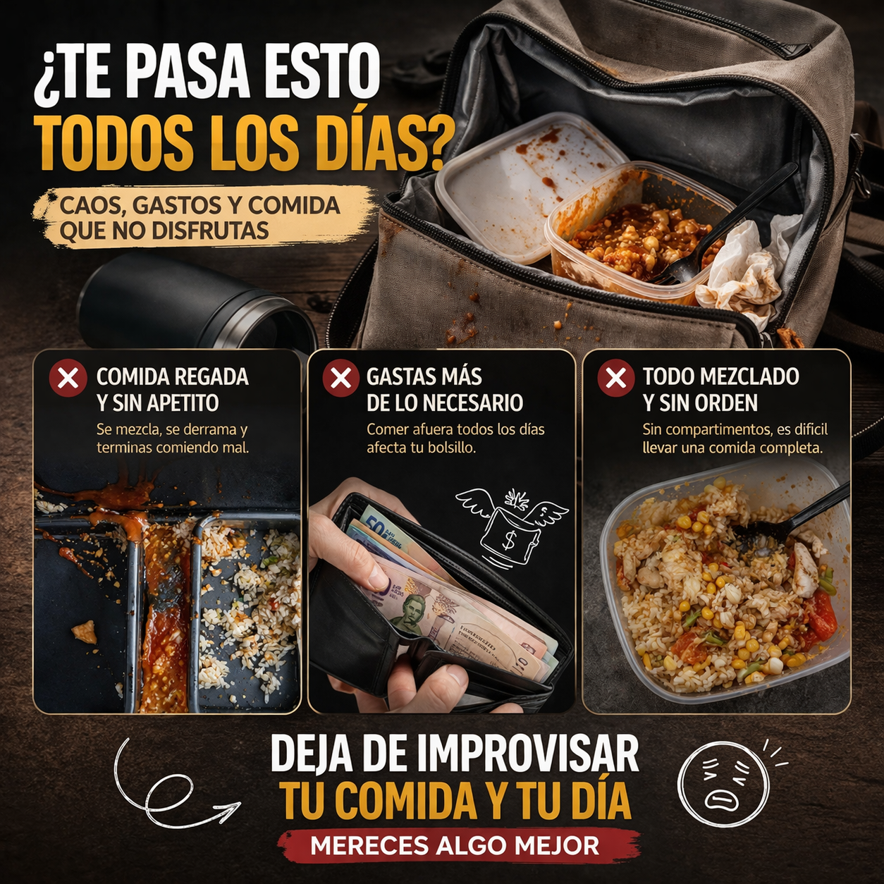 La forma inteligente de llevar tu comida, sin desorden ni complicaciones - Lonchera Termica Portacomida X3