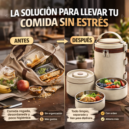 La forma inteligente de llevar tu comida, sin desorden ni complicaciones - Lonchera Termica Portacomida X3