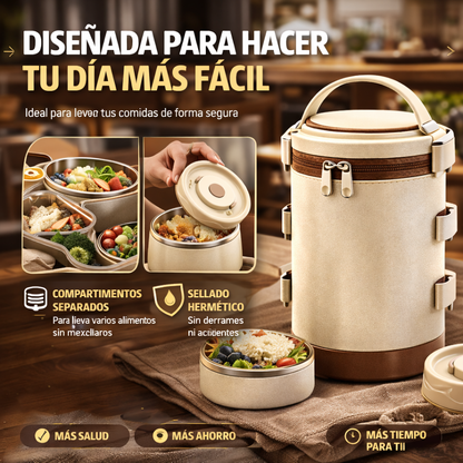 La forma inteligente de llevar tu comida, sin desorden ni complicaciones - Lonchera Termica Portacomida X3