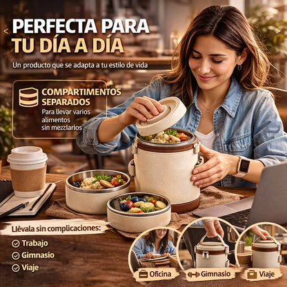 La forma inteligente de llevar tu comida, sin desorden ni complicaciones - Lonchera Termica Portacomida X3