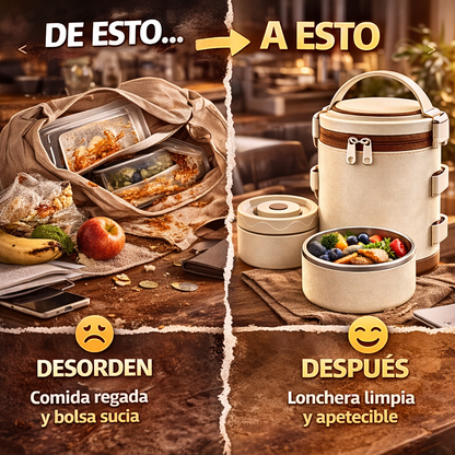 La forma inteligente de llevar tu comida, sin desorden ni complicaciones - Lonchera Termica Portacomida X3